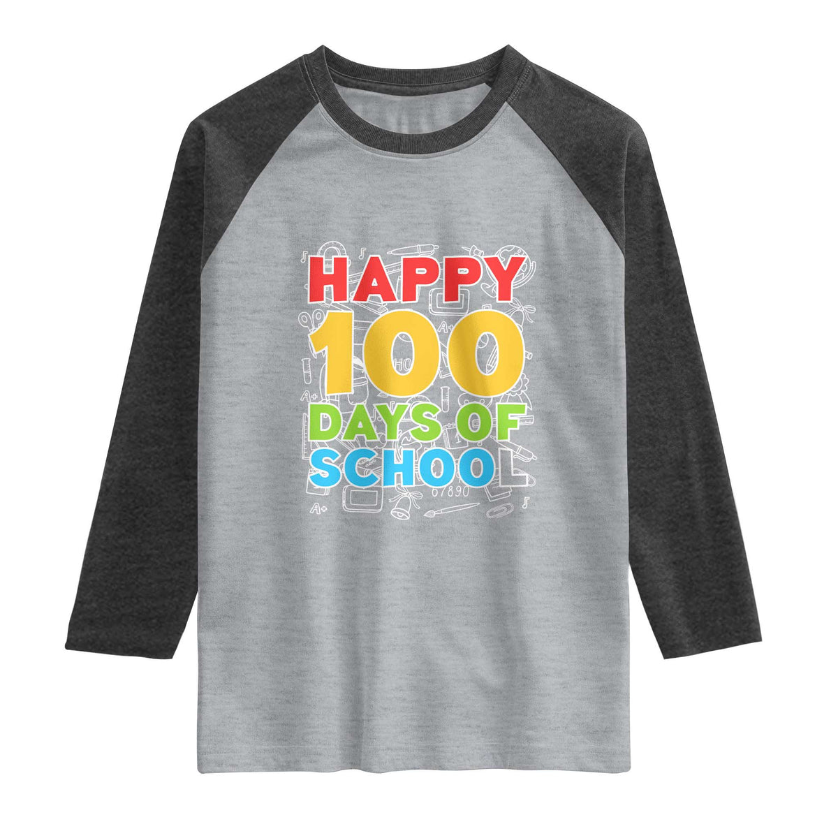 Happy 100 Days of School Raglan Shirt Cute Celebration Gift for Teachers and Kids