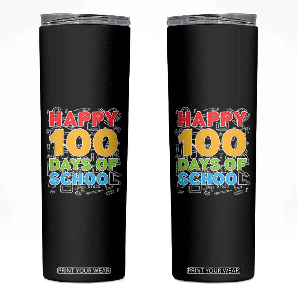 Happy 100 Days of School Skinny Tumbler Cute Celebration Gift for Teachers and Kids