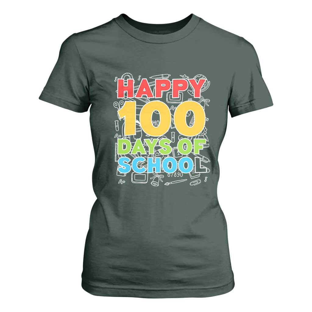Happy 100 Days of School T Shirt For Women Cute Celebration Gift for Teachers and Kids