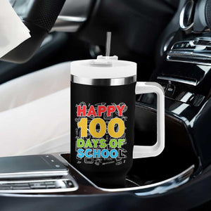 Happy 100 Days of School Tumbler With Handle Cute Celebration Gift for Teachers and Kids
