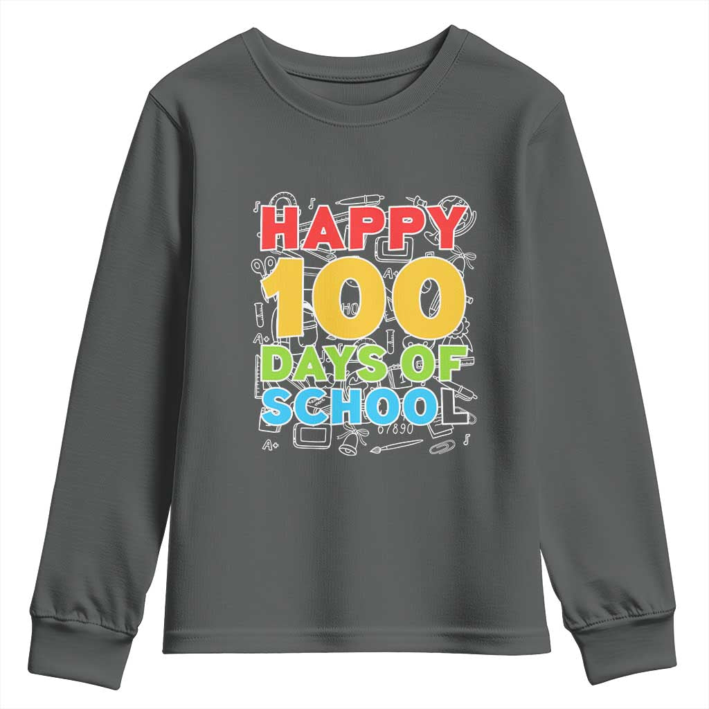 Happy 100 Days of School Youth Sweatshirt Cute Celebration Gift for Teachers and Kids