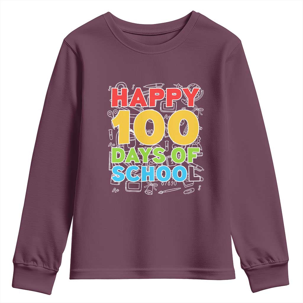 Happy 100 Days of School Youth Sweatshirt Cute Celebration Gift for Teachers and Kids