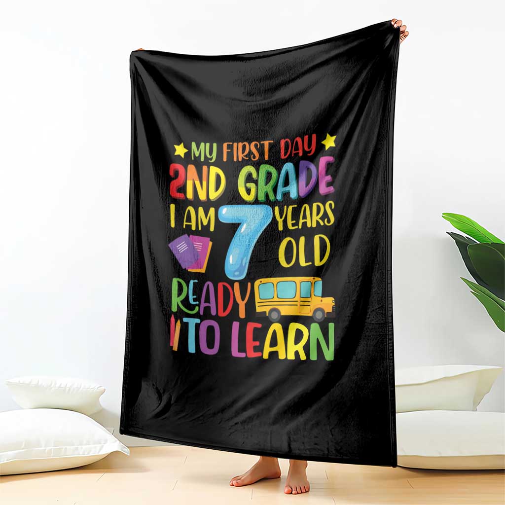 My First Day of 2nd Grade Throw Blanket Ready to Learn Back to School