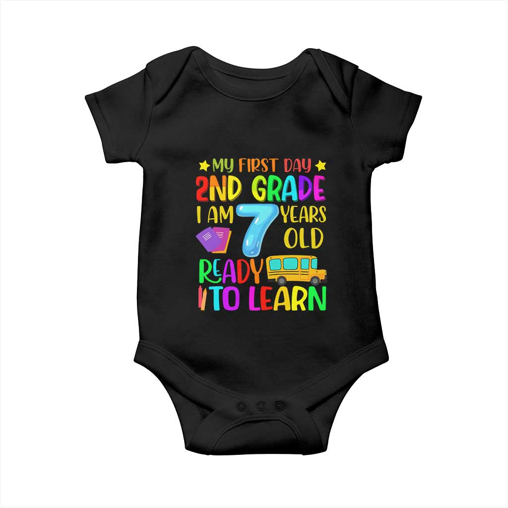 My First Day of 2nd Grade Baby Onesie Ready to Learn Back to School TS01 Black Print Your Wear