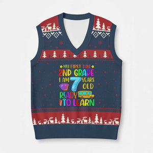 My First Day of 2nd Grade V-Neck Knit Sweater Vest Ready to Learn Back to School
