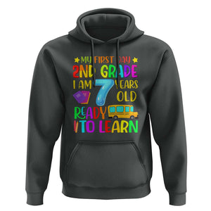 My First Day of 2nd Grade Hoodie Ready to Learn, Back to School TS01 Dark Heather Print Your Wear
