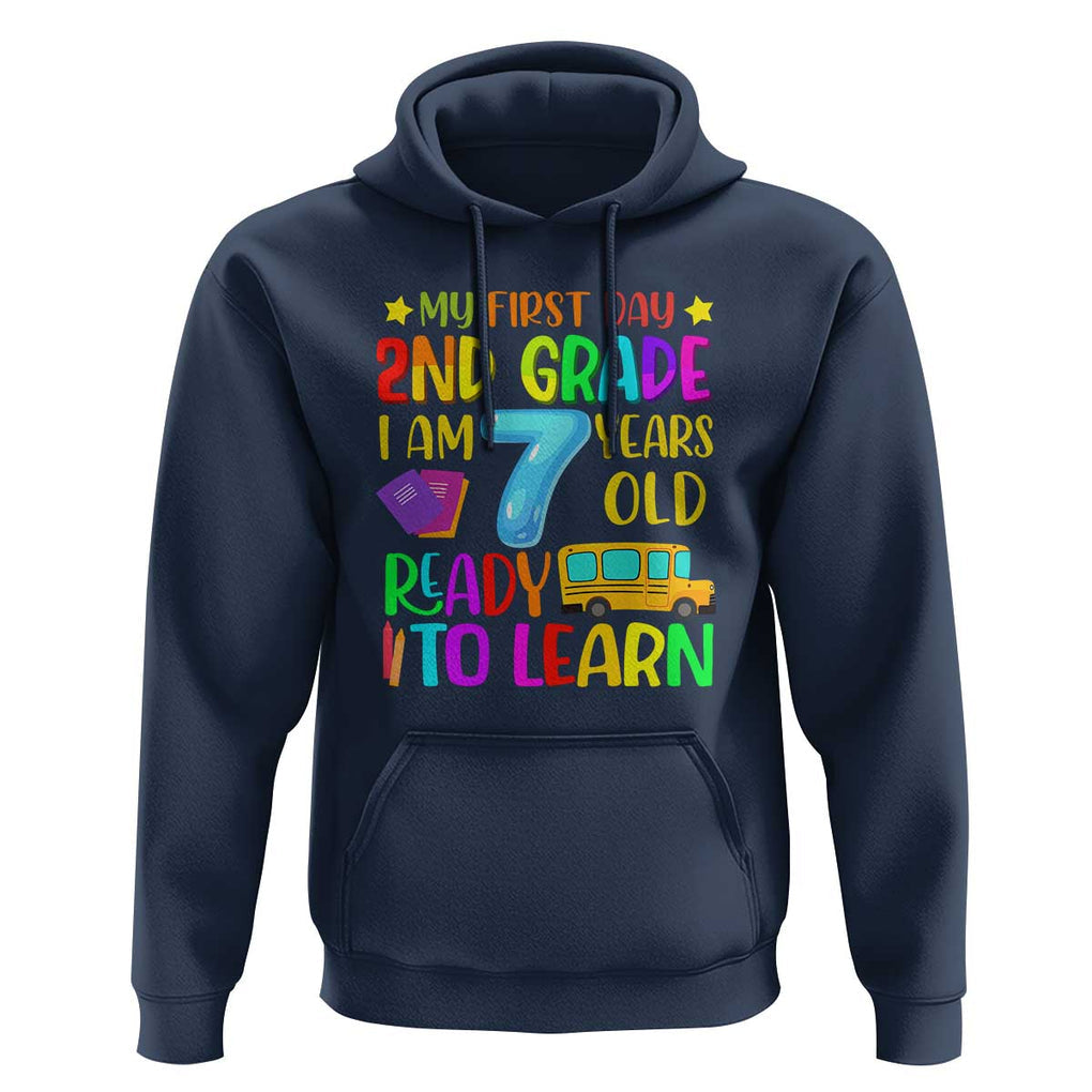 My First Day of 2nd Grade Hoodie Ready to Learn, Back to School TS01 Navy Print Your Wear