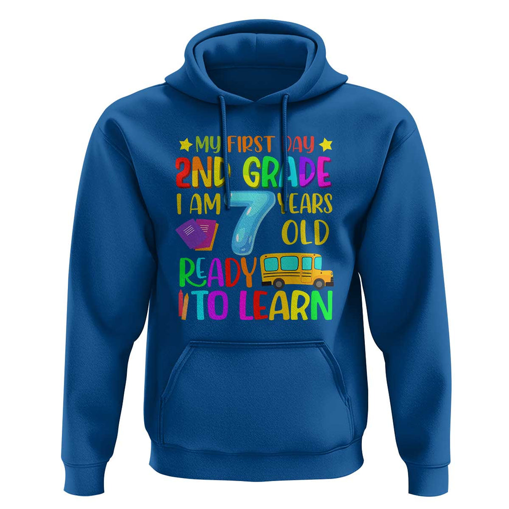 My First Day of 2nd Grade Hoodie Ready to Learn, Back to School TS01 Royal Blue Print Your Wear