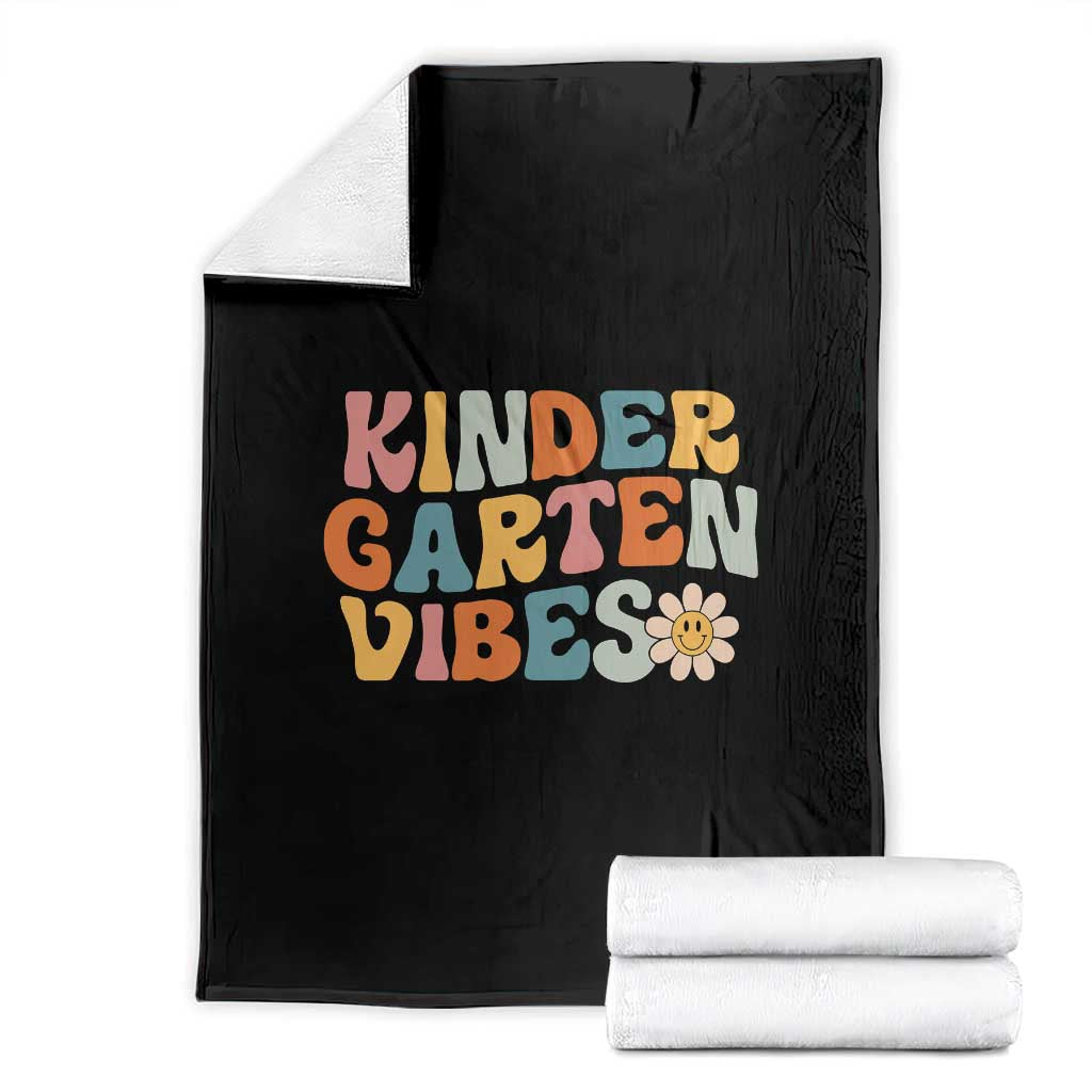 Retro Kindergarten Vibes Throw Blanket Cute Kinder Crew First Day of School