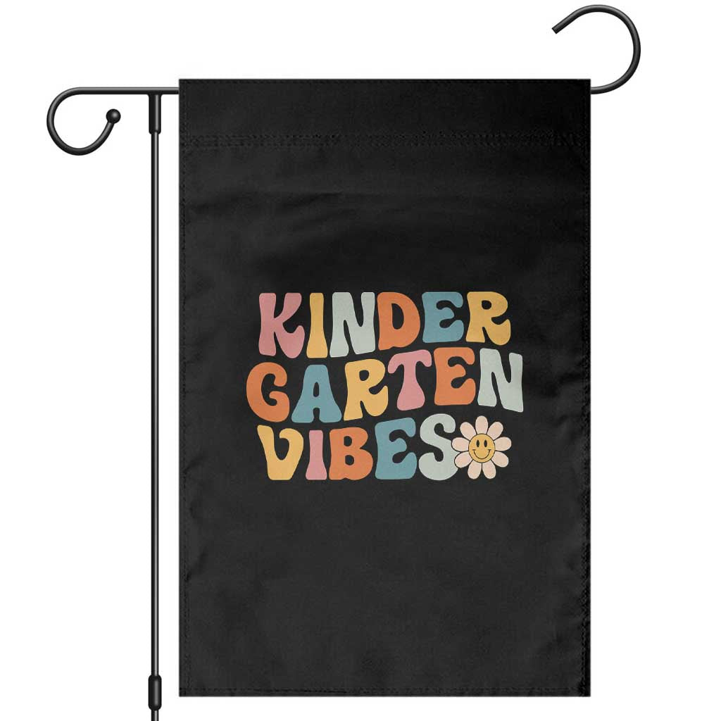 Retro Kindergarten Vibes Garden Flag Cute Kinder Crew First Day of School TS01 Black Print Your Wear
