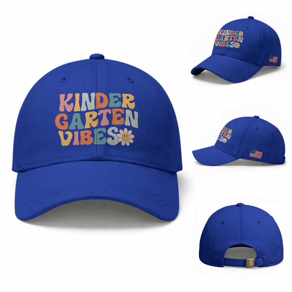 Retro Kindergarten Vibes Baseball Cap Cute Kinder Crew First Day of School