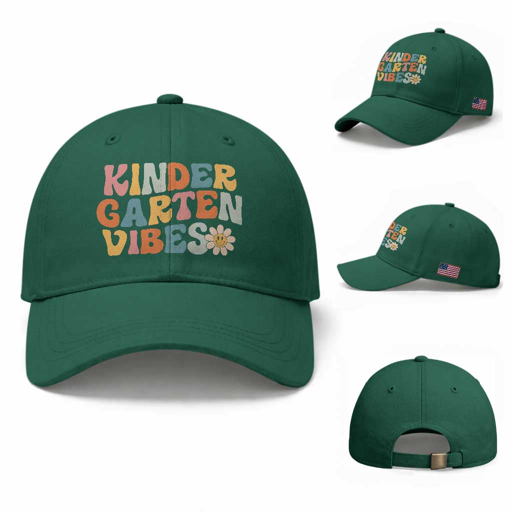 Retro Kindergarten Vibes Baseball Cap Cute Kinder Crew First Day of School