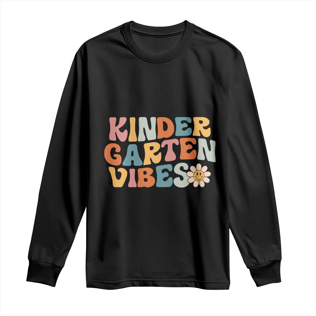 Retro Kindergarten Vibes Long Sleeve Shirt Cute Kinder Crew First Day of School