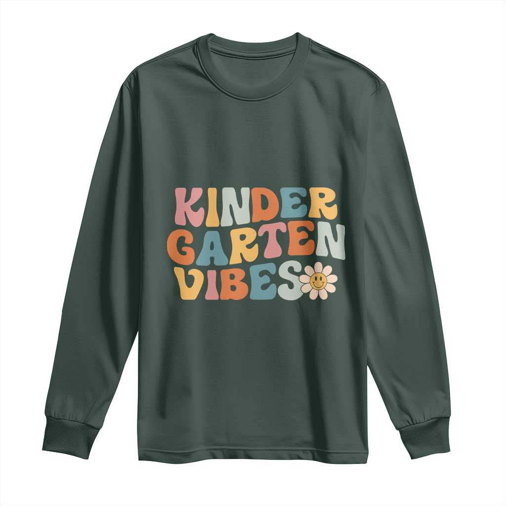 Retro Kindergarten Vibes Long Sleeve Shirt Cute Kinder Crew First Day of School