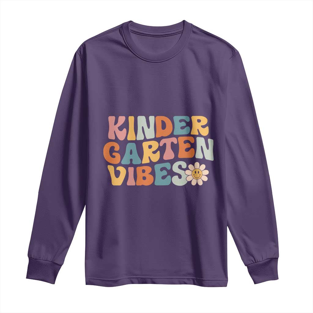 Retro Kindergarten Vibes Long Sleeve Shirt Cute Kinder Crew First Day of School