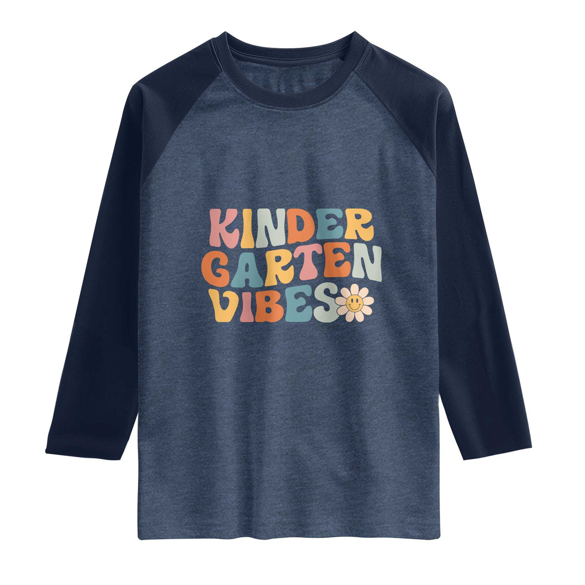 Retro Kindergarten Vibes Raglan Shirt Cute Kinder Crew First Day of School