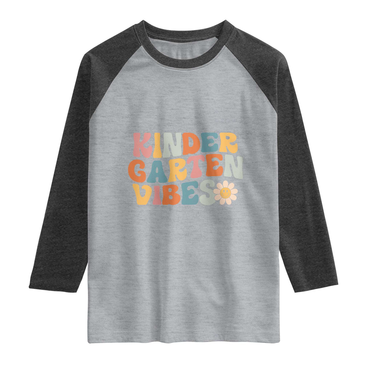 Retro Kindergarten Vibes Raglan Shirt Cute Kinder Crew First Day of School