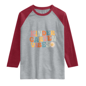 Retro Kindergarten Vibes Raglan Shirt Cute Kinder Crew First Day of School
