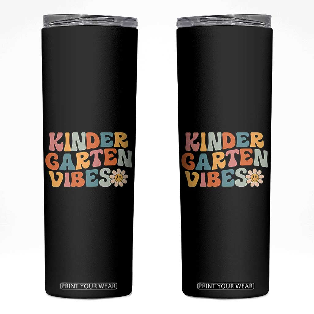 Retro Kindergarten Vibes Skinny Tumbler Cute Kinder Crew First Day of School
