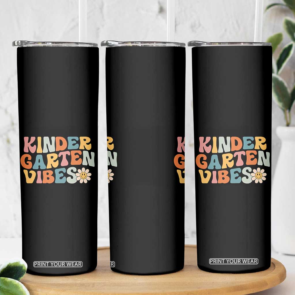 Retro Kindergarten Vibes Skinny Tumbler Cute Kinder Crew First Day of School