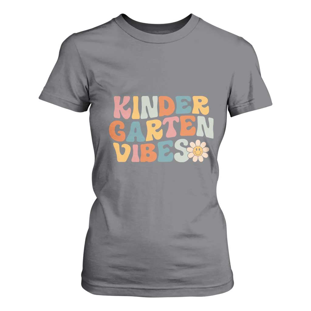 Retro Kindergarten Vibes T Shirt For Women Cute Kinder Crew First Day of School