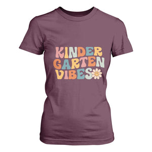 Retro Kindergarten Vibes T Shirt For Women Cute Kinder Crew First Day of School