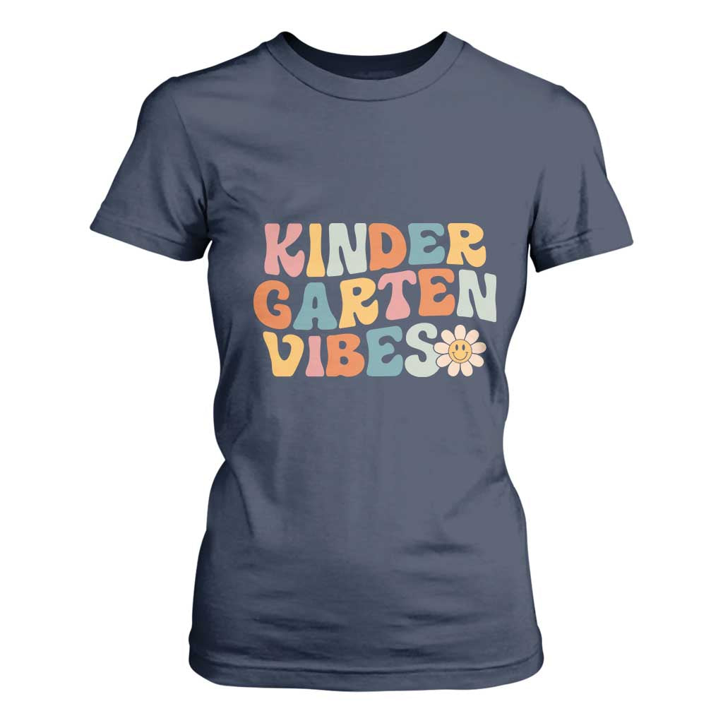 Retro Kindergarten Vibes T Shirt For Women Cute Kinder Crew First Day of School