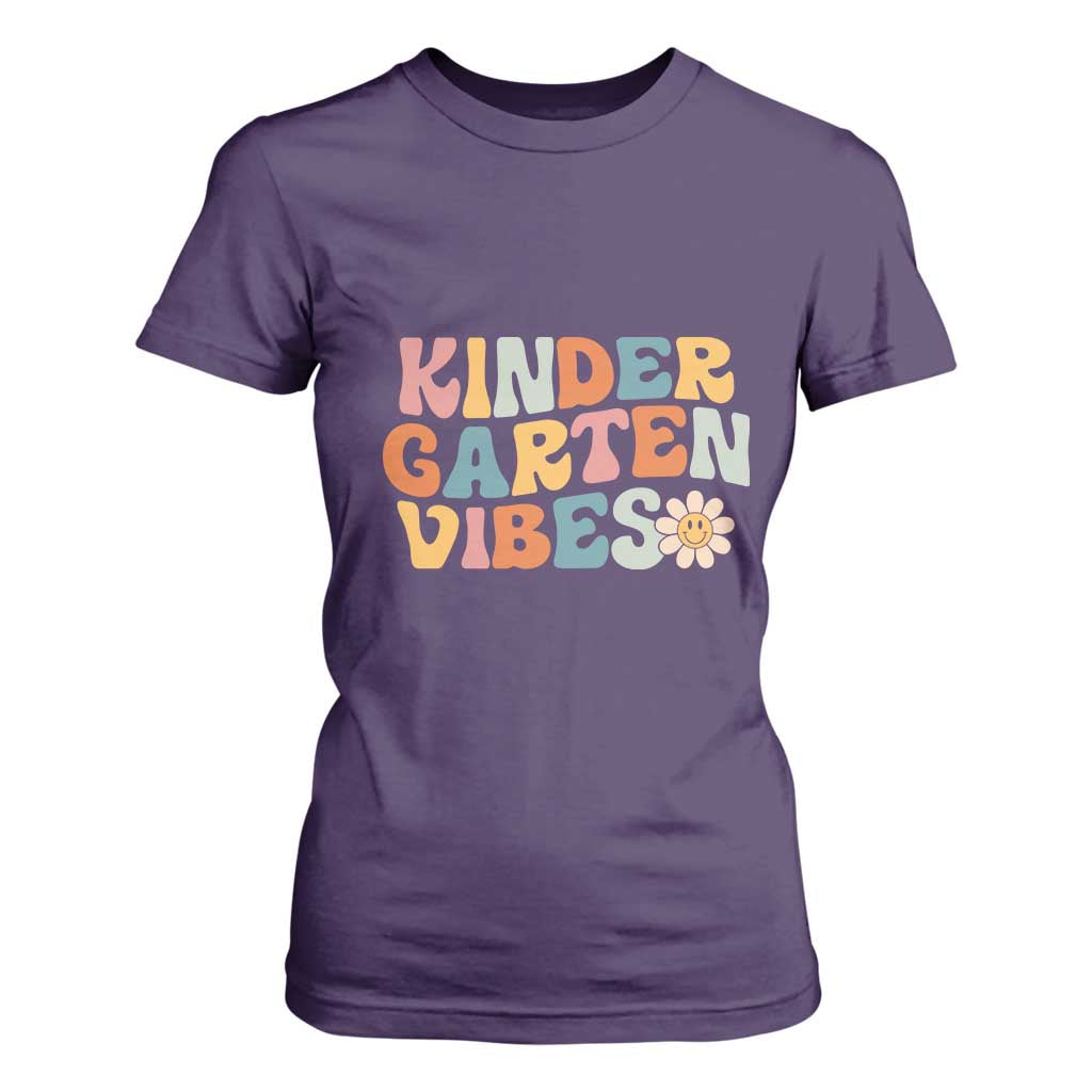 Retro Kindergarten Vibes T Shirt For Women Cute Kinder Crew First Day of School