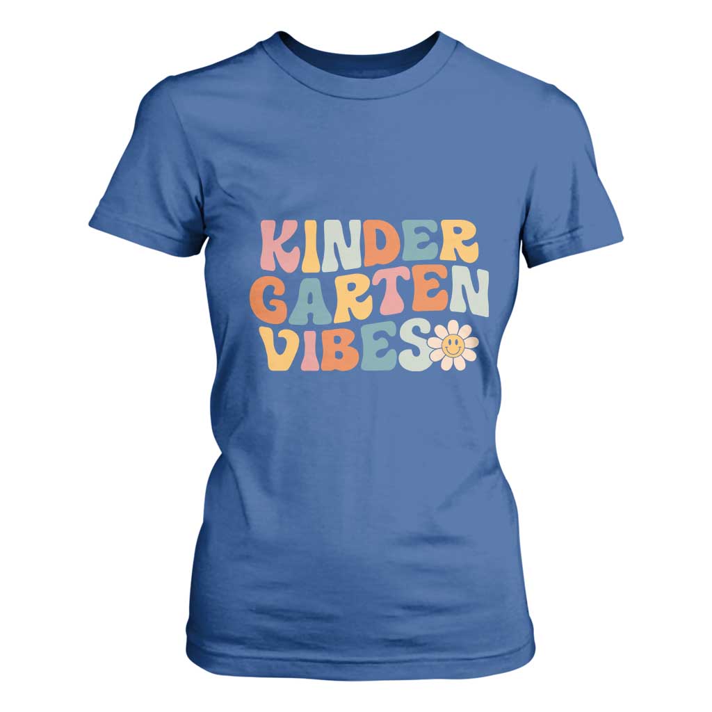 Retro Kindergarten Vibes T Shirt For Women Cute Kinder Crew First Day of School