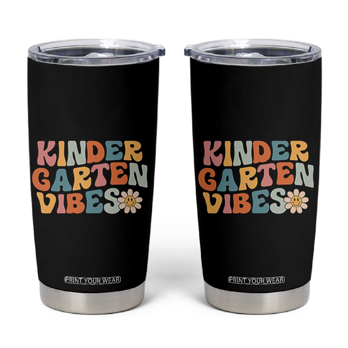 Retro Kindergarten Vibes Tumbler Cup Cute Kinder Crew First Day of School TS01 Black Print Your Wear