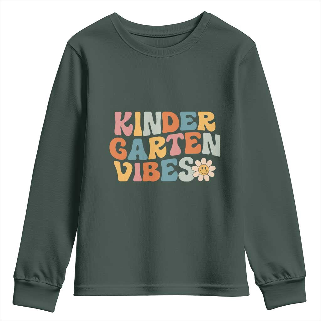 Retro Kindergarten Vibes Youth Sweatshirt Cute Kinder Crew First Day of School