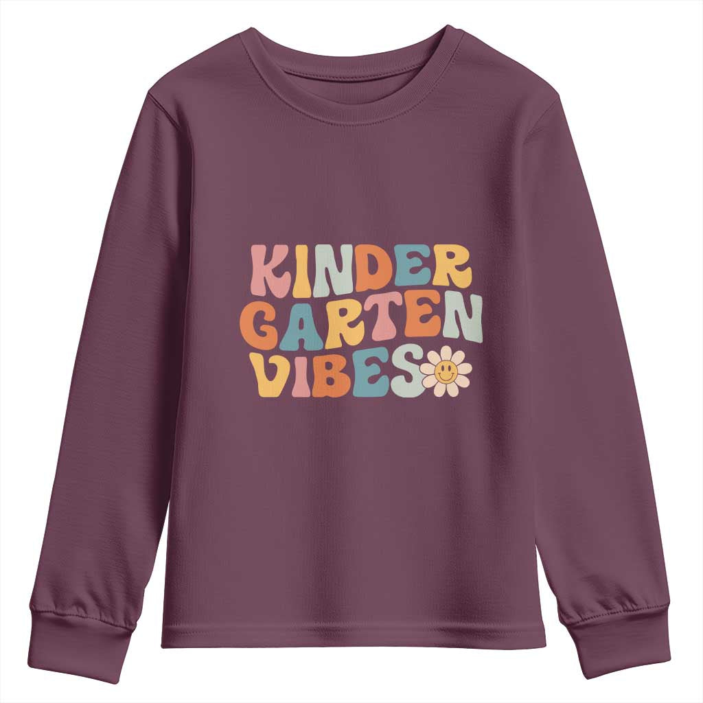 Retro Kindergarten Vibes Youth Sweatshirt Cute Kinder Crew First Day of School