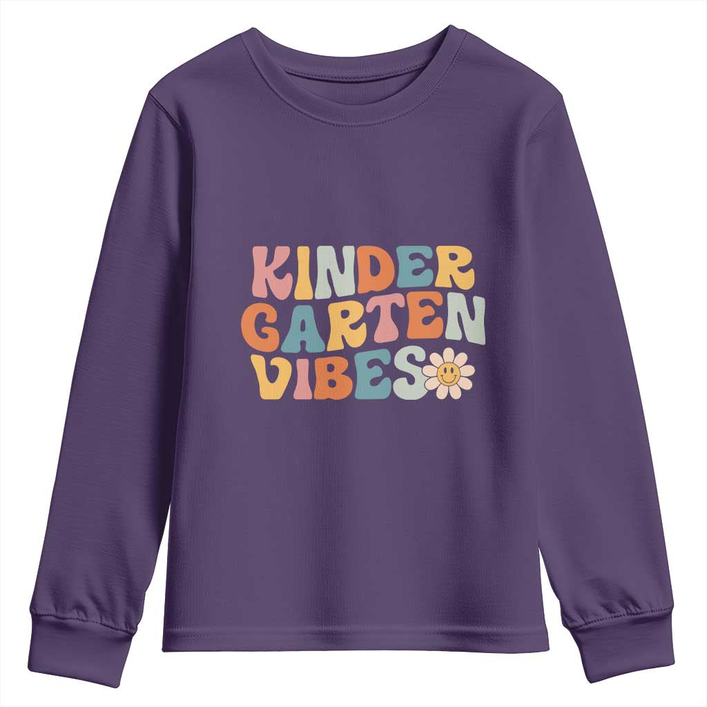 Retro Kindergarten Vibes Youth Sweatshirt Cute Kinder Crew First Day of School