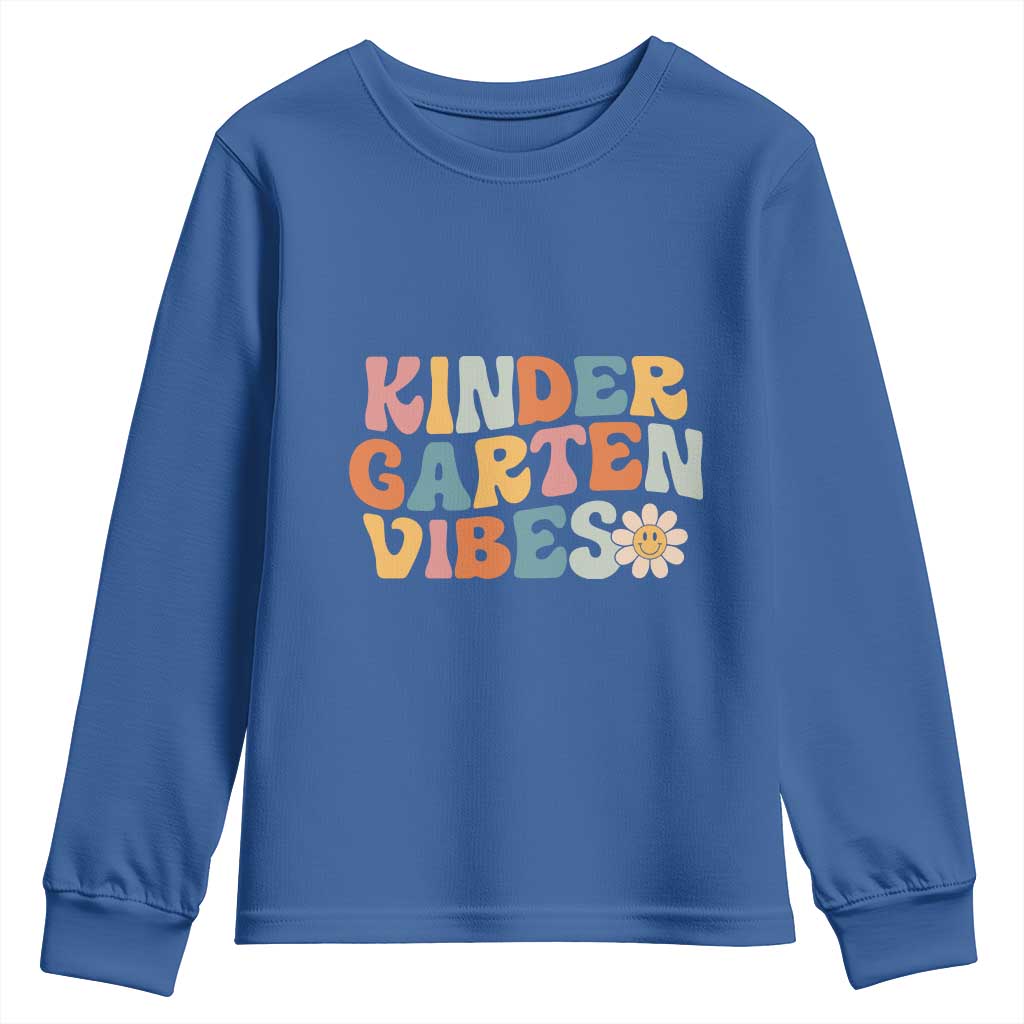 Retro Kindergarten Vibes Youth Sweatshirt Cute Kinder Crew First Day of School
