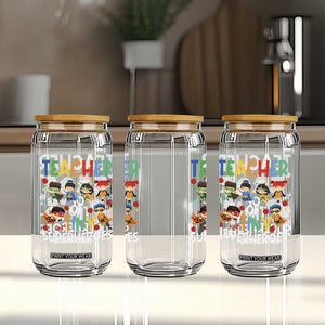 Teacher of Tiny Superheroes Glass Can Funny 100th Day of School