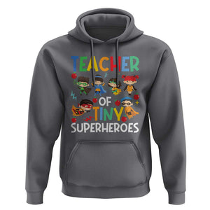 Teacher of Tiny Superheroes Hoodie Funny 100th Day of School TS01 Charcoal Print Your Wear
