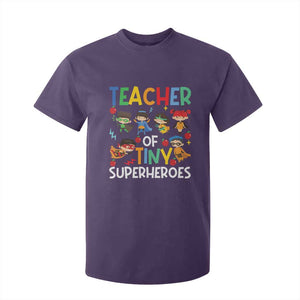 Teacher of Tiny Superheroes T Shirt For Kid Funny 100th Day of School