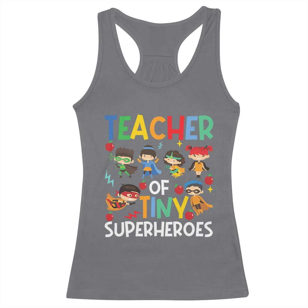 Teacher of Tiny Superheroes Racerback Tank Top Funny 100th Day of School