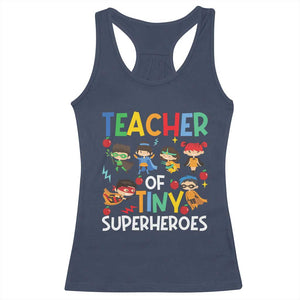 Teacher of Tiny Superheroes Racerback Tank Top Funny 100th Day of School