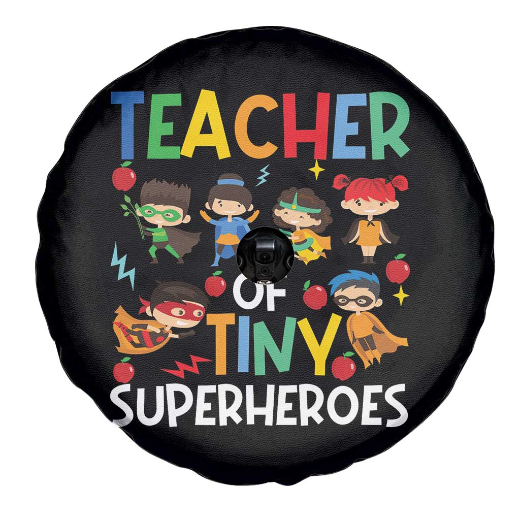 Teacher of Tiny Superheroes Spare Tire Cover Funny 100th Day of School