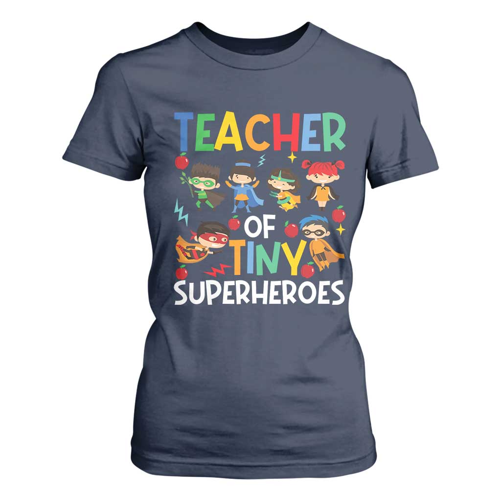 Teacher of Tiny Superheroes T Shirt For Women Funny 100th Day of School