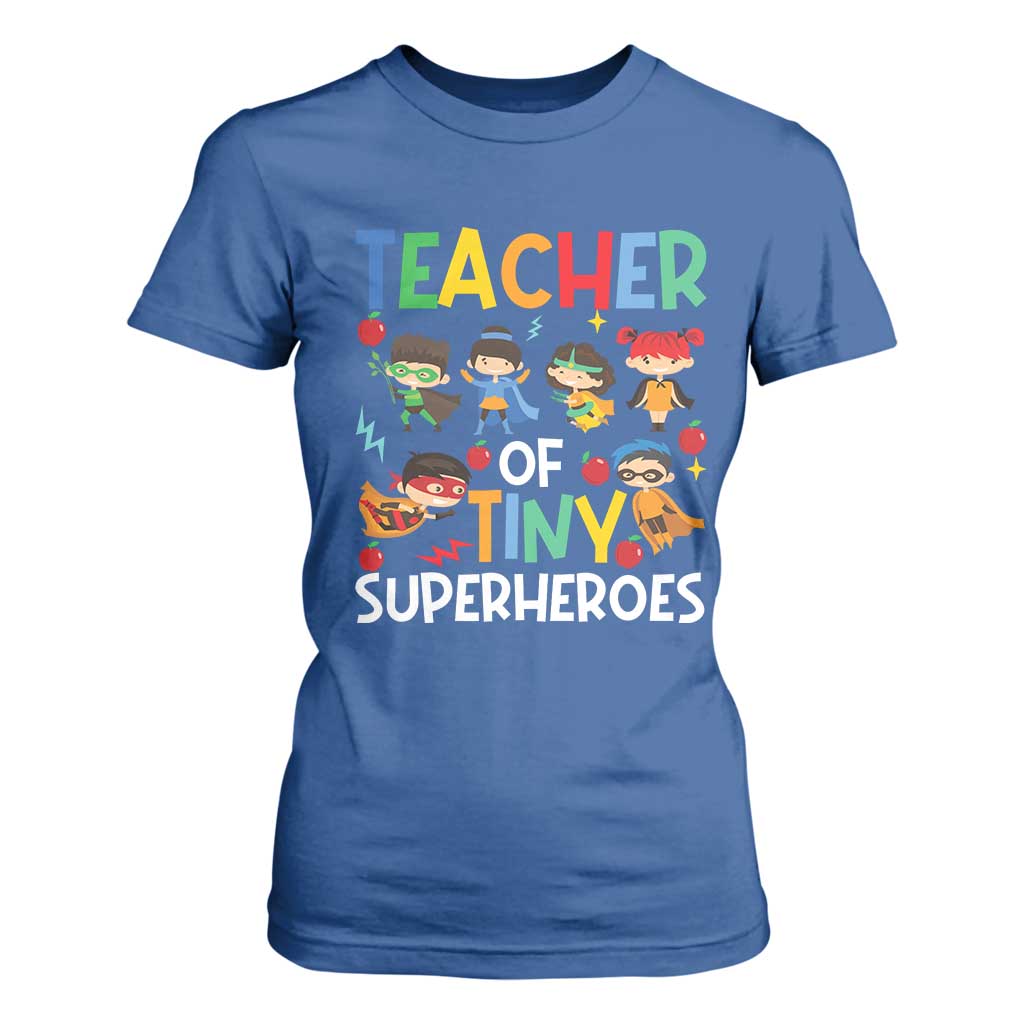 Teacher of Tiny Superheroes T Shirt For Women Funny 100th Day of School