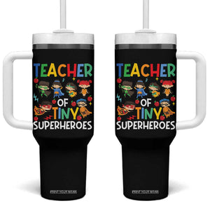 Teacher of Tiny Superheroes Tumbler With Handle Funny 100th Day of School