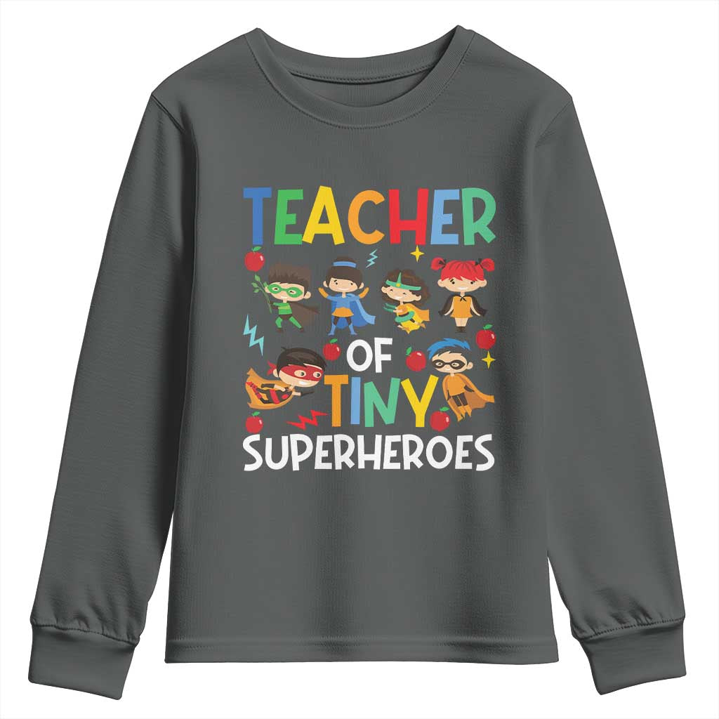 Teacher of Tiny Superheroes Youth Sweatshirt Funny 100th Day of School