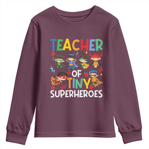 Teacher of Tiny Superheroes Youth Sweatshirt Funny 100th Day of School