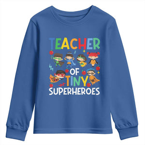 Teacher of Tiny Superheroes Youth Sweatshirt Funny 100th Day of School