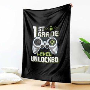 Leveling Up To School Funny Gamer Boys Throw Blanket First Day Back to School Gift
