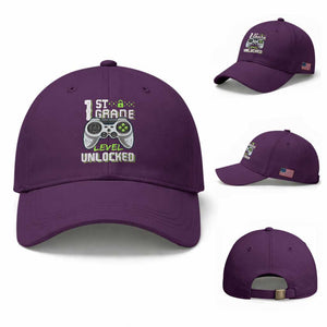 Leveling Up To School Funny Gamer Boys Baseball Cap First Day Back to School Gift