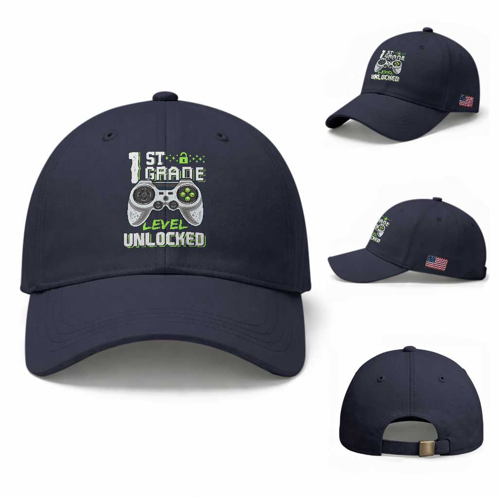 Leveling Up To School Funny Gamer Boys Baseball Cap First Day Back to School Gift