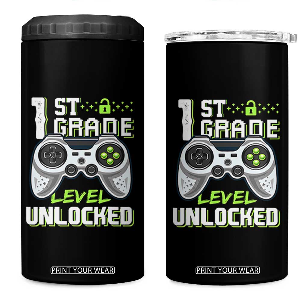 Leveling Up To School Funny Gamer Boys 4 in 1 Can Cooler Tumbler First Day Back to School Gift